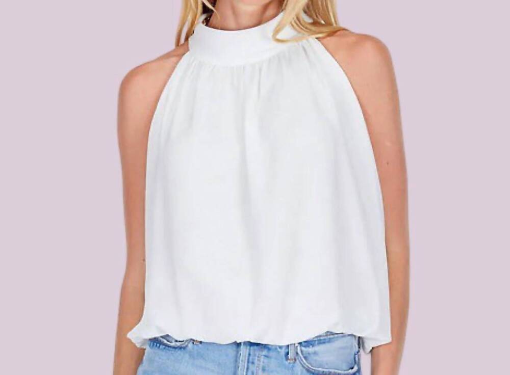 NEW JOY JOY bubble hem halter top in white